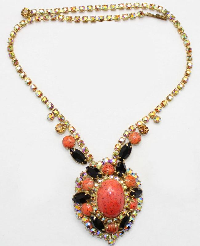 Front view of Multiple Colors Cabochons Spotted Necklace