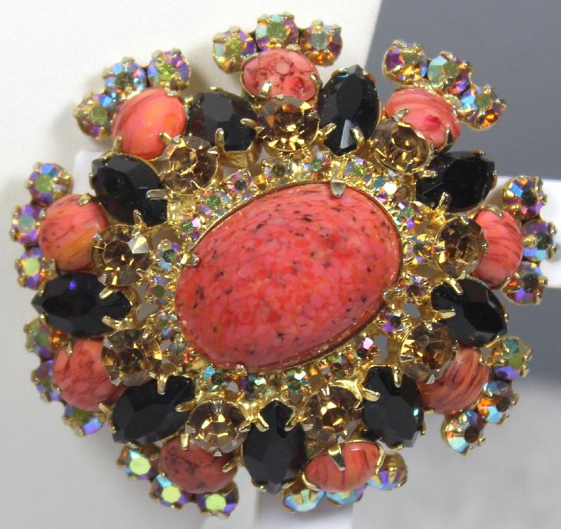 Front view of Multiple Colors Cabochons Spotted Brooch