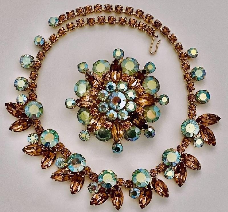 Front view of Topaz Navettes Brooch