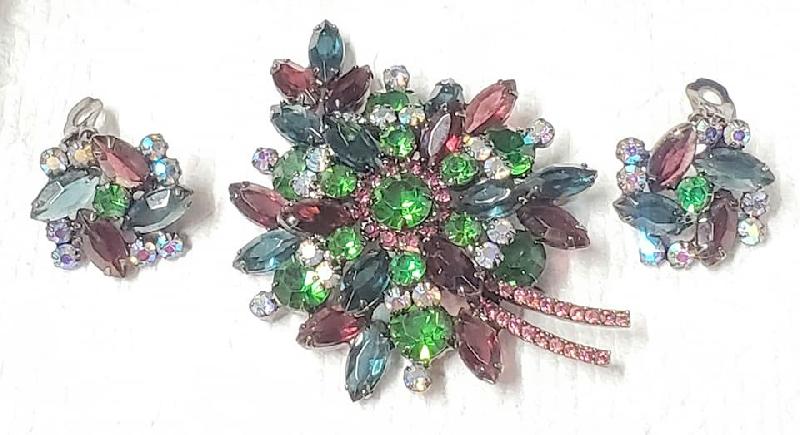 Front view of Multiple Colors Navettes Brooch