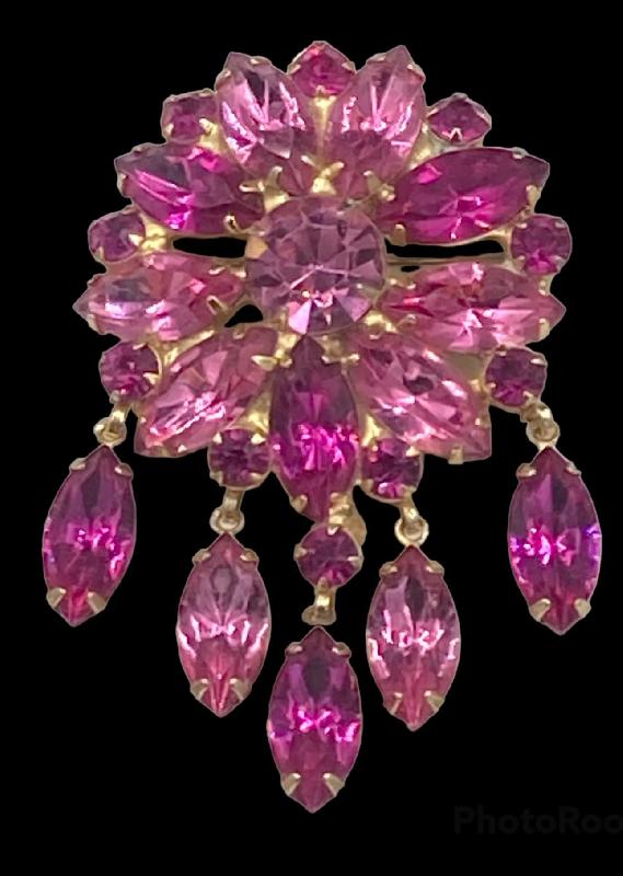 Front view of Pink Navettes Brooch
