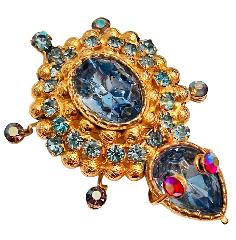 Blue Pear Molded/Cut Brooch
