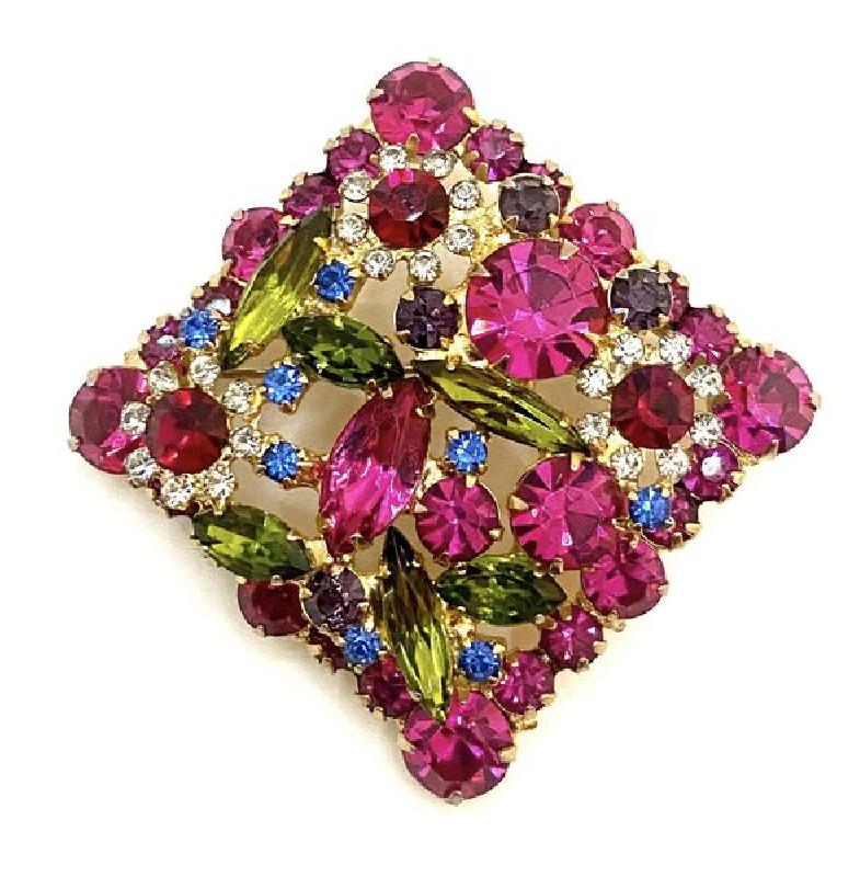 Front view of Multiple Colors Navettes Brooch