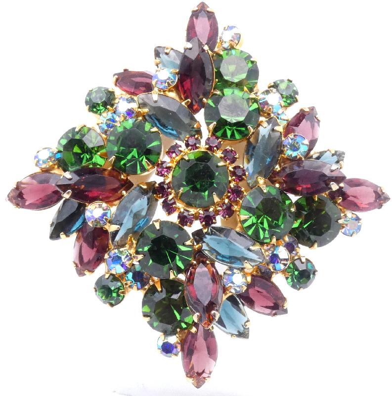 Front view of Multiple Colors Navettes Brooch