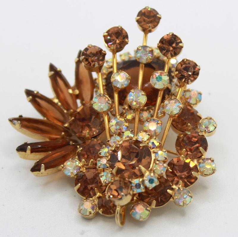 Front view of Topaz Navettes Brooch