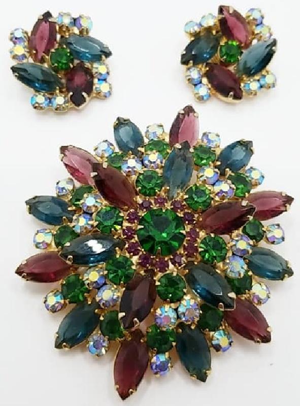 Front view of Multiple Colors Navettes Brooch