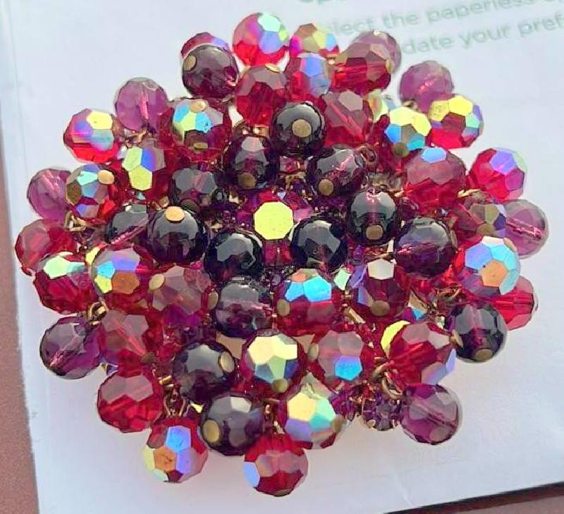 Front view of Red Chatons Only Brooch