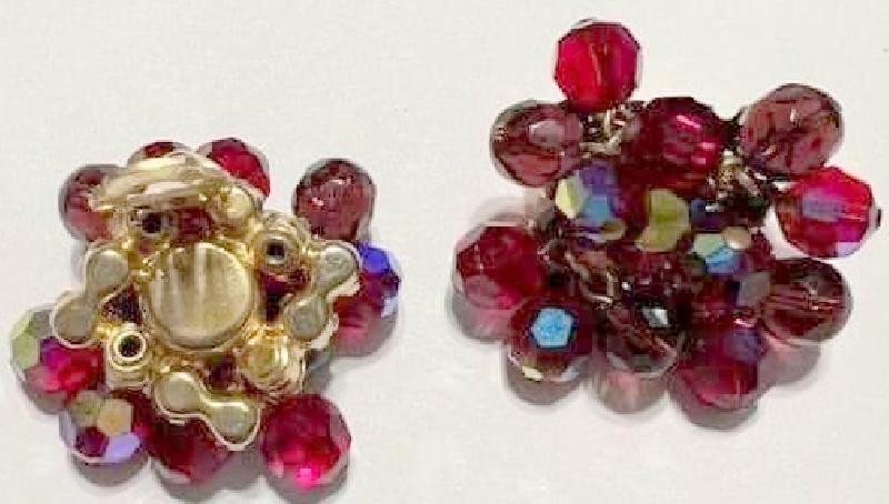 Front view of Red Chatons Only Earrings Clip