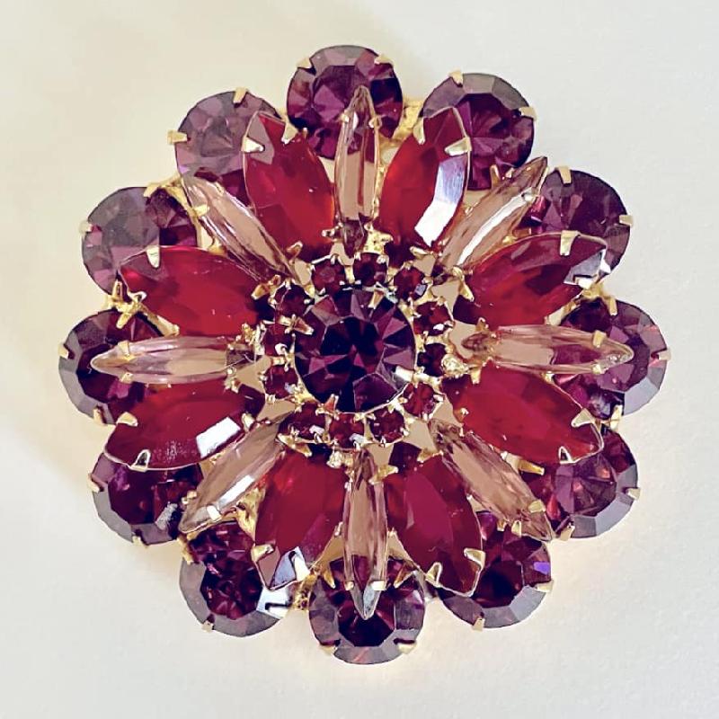 Front view of Multiple Colors Navettes Brooch