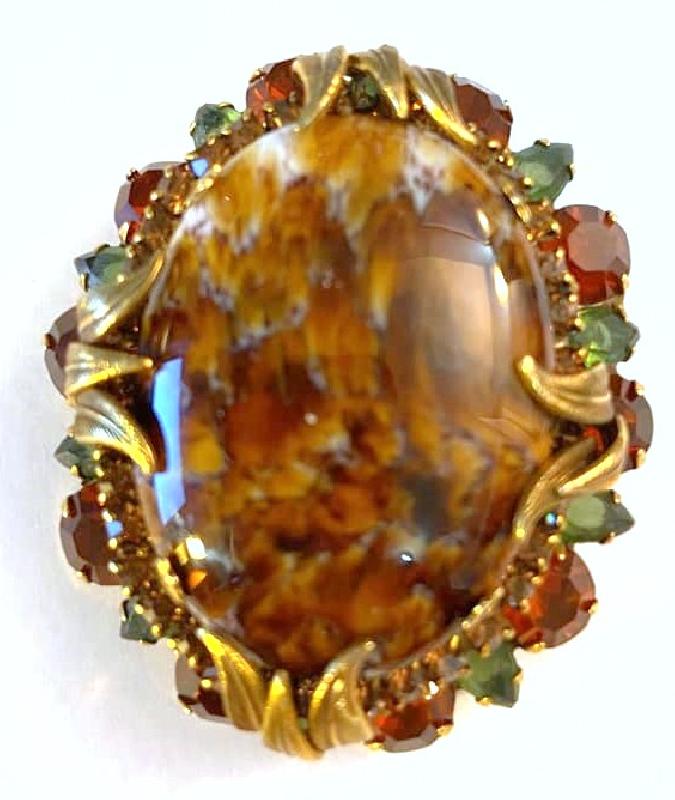 Front view of Fall Cabochons Spotted Pin Pendant