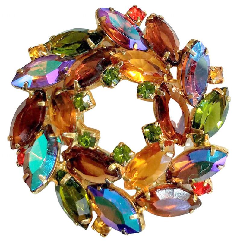 Front view of Fall Navettes Brooch