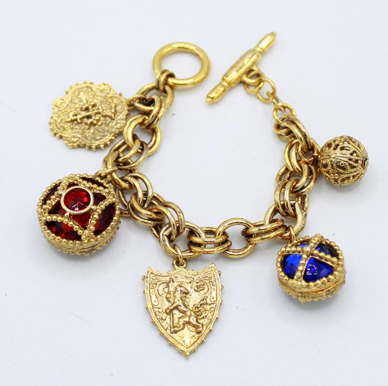 Front view of Multiple Colors Chatons Only Bracelet Charm