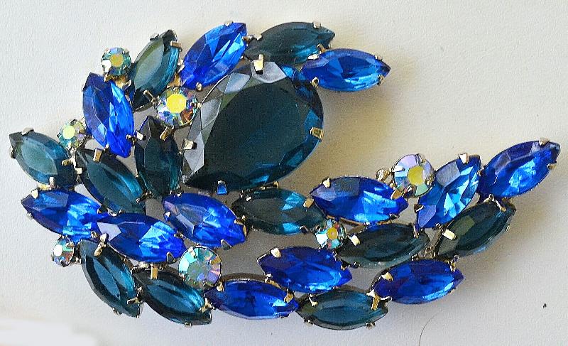 Front view of Blue Pear Brooch