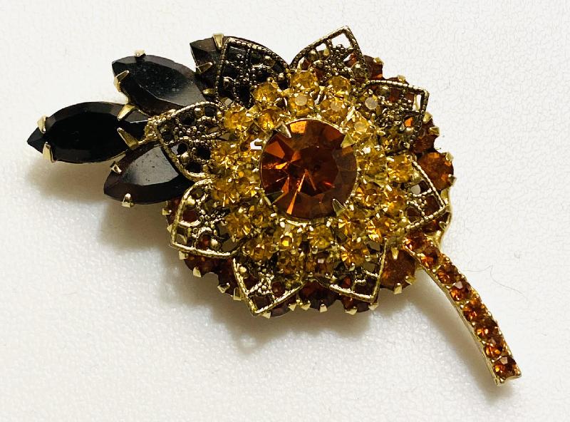 Front view of Multiple Colors Navettes Brooch