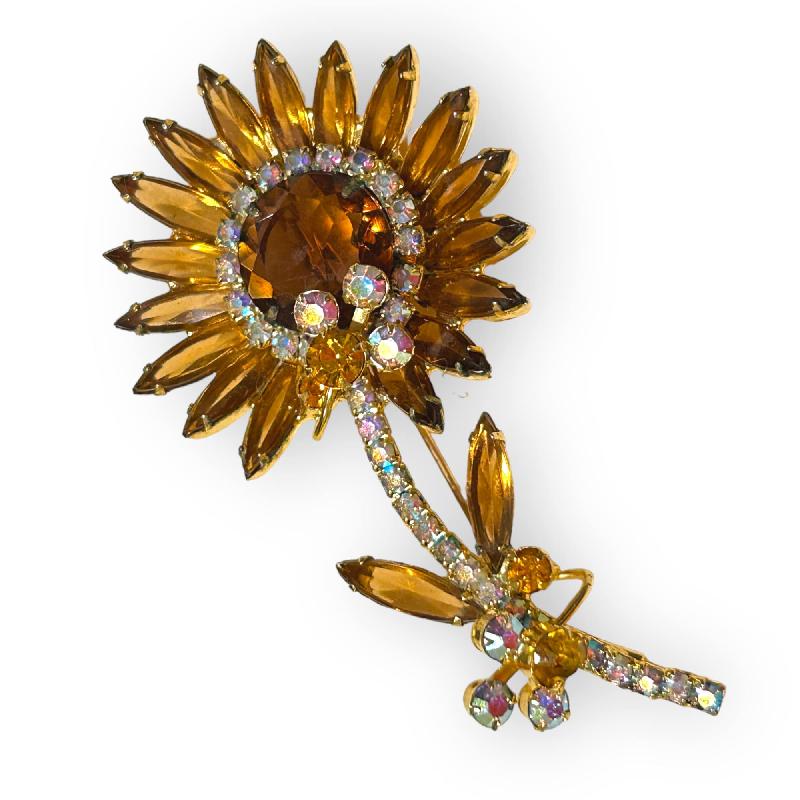 Front view of Topaz Navettes Brooch