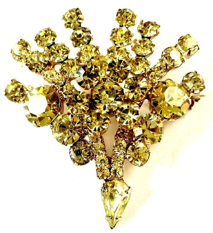 Front view of Yellow Pear Brooch