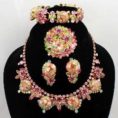 Pink Cabochons Painted (hand/Transfer) Necklace