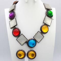 Multiple Colors Square Frosted Necklace