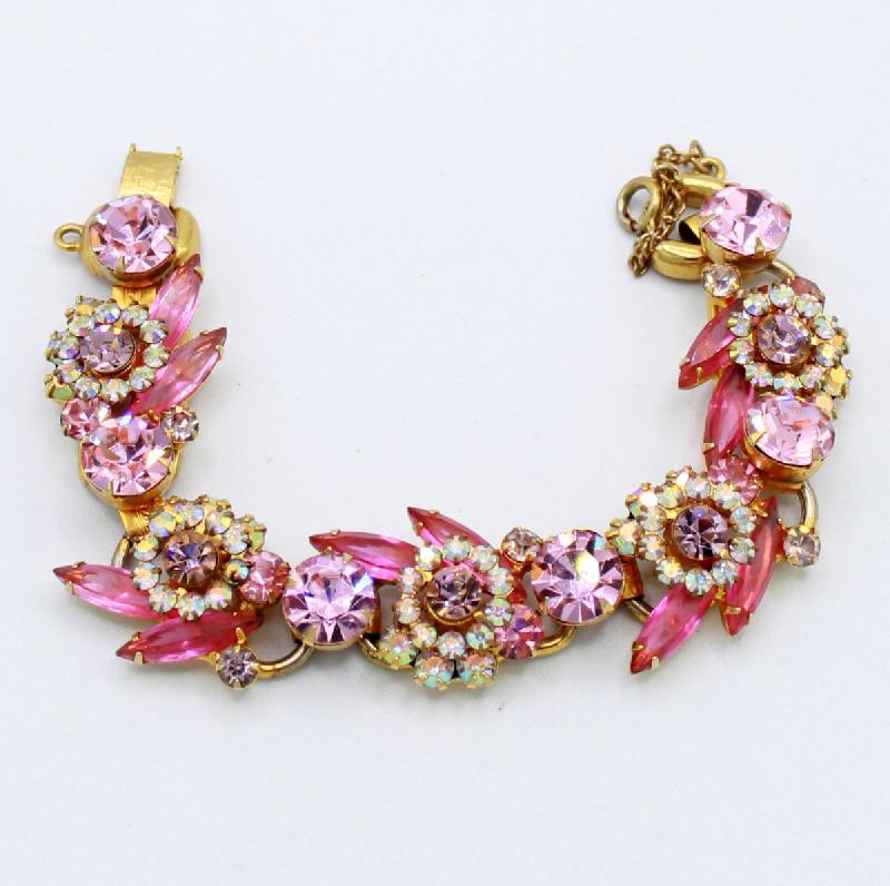 Front view of Pink Navettes Bracelet 5 Link
