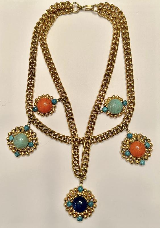 Front view of Multiple Colors Cabochons Necklace