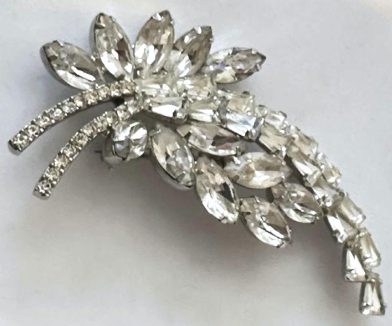 Front view of Clear Keystones Brooch