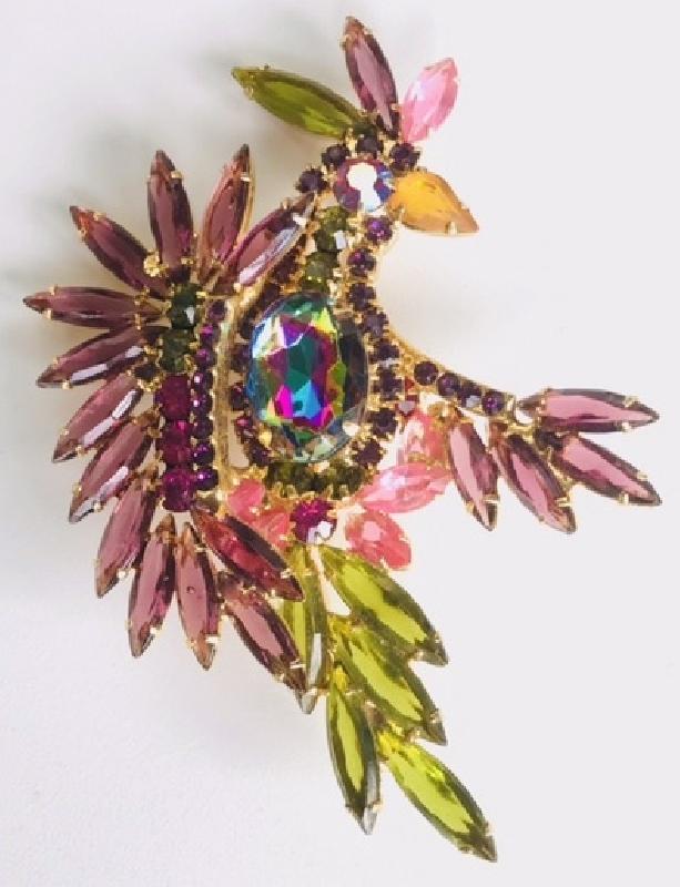 Front view of Multiple Colors Oval Multi-Color/Shaded Brooch