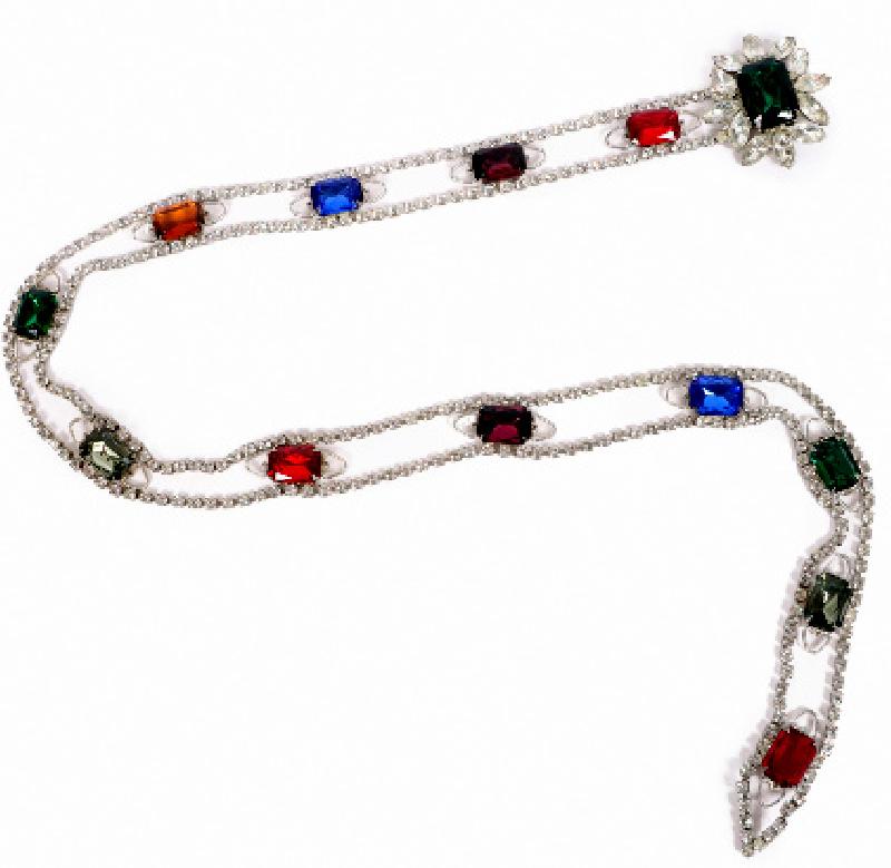 Front view of Multiple Colors Emerald Cut Belt