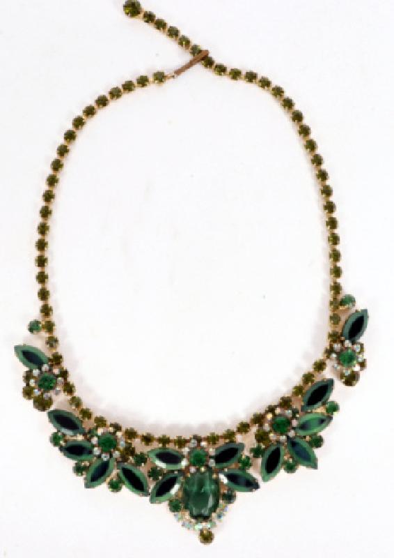 Front view of Green Oval Multi-Color/Shaded Necklace