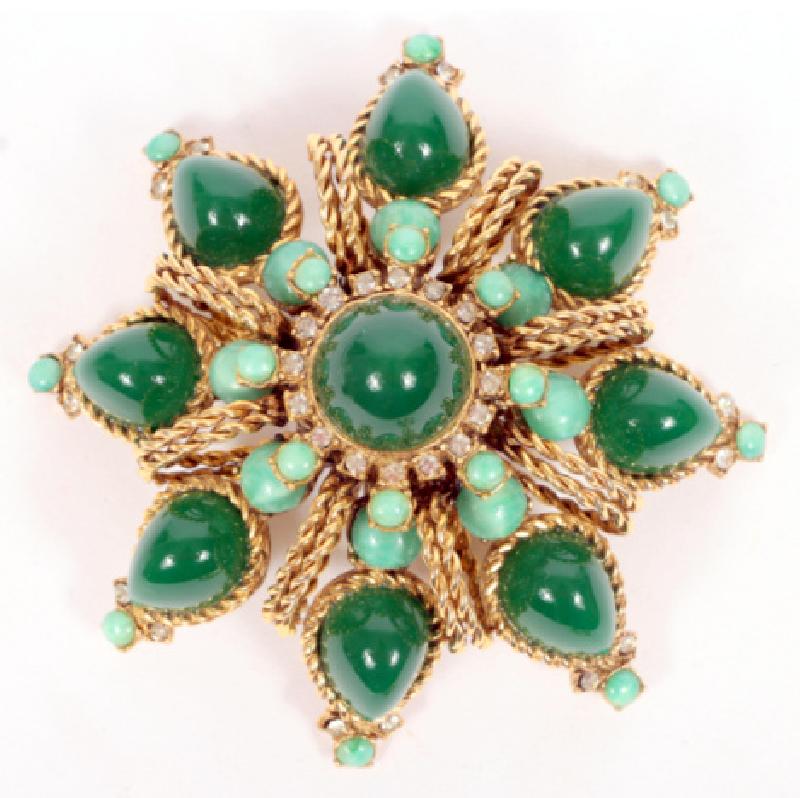 Front view of Green Cabochons Plastic Pin Pendant