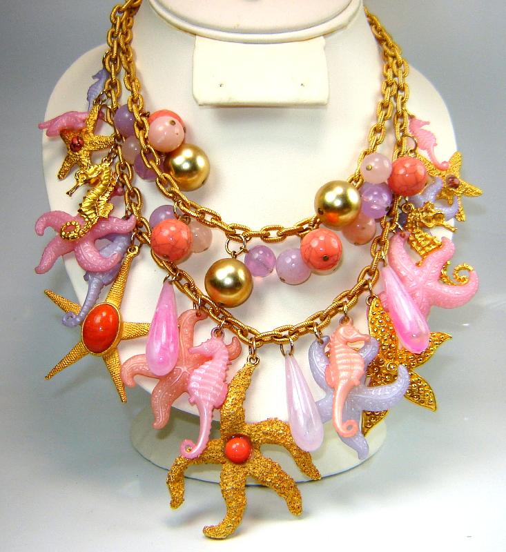 Front view of Pastel Cabochons Plastic Necklace