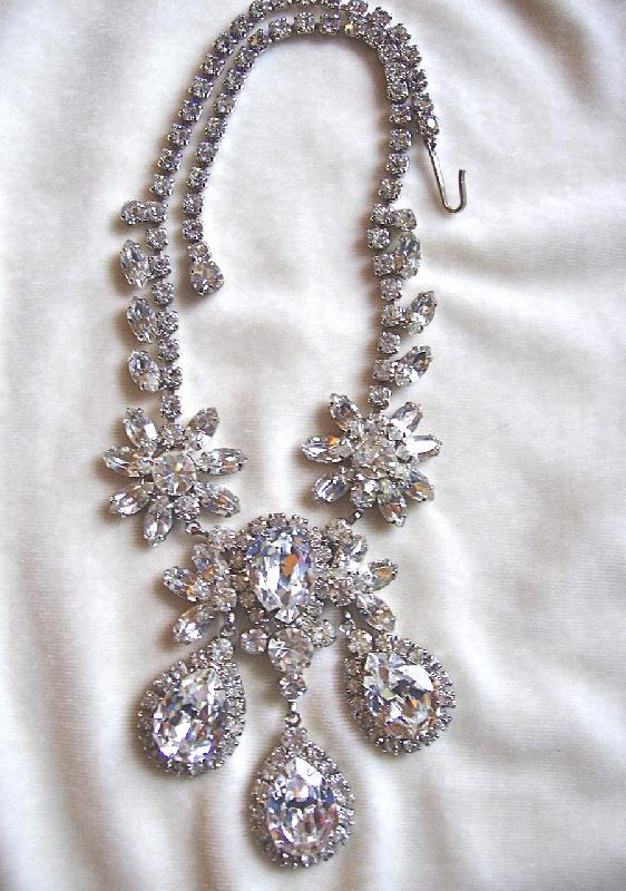 Front view of Clear Pear Necklace
