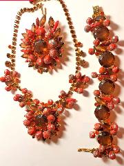 Orange Navettes Striped Necklace