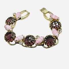 Multiple Colors Cabochons Striped Bracelet 5 Link