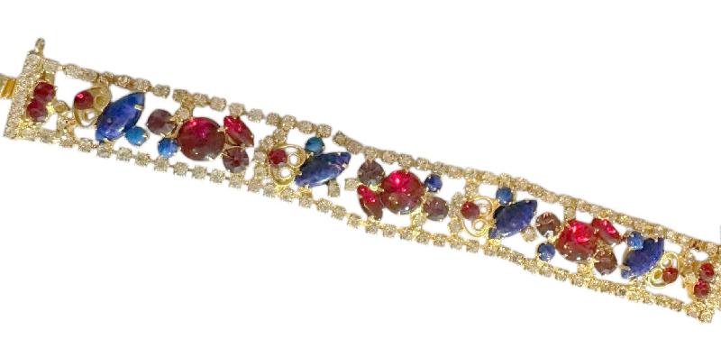 Front view of Multiple Colors Cabochons Spotted Bracelet Flat Push In