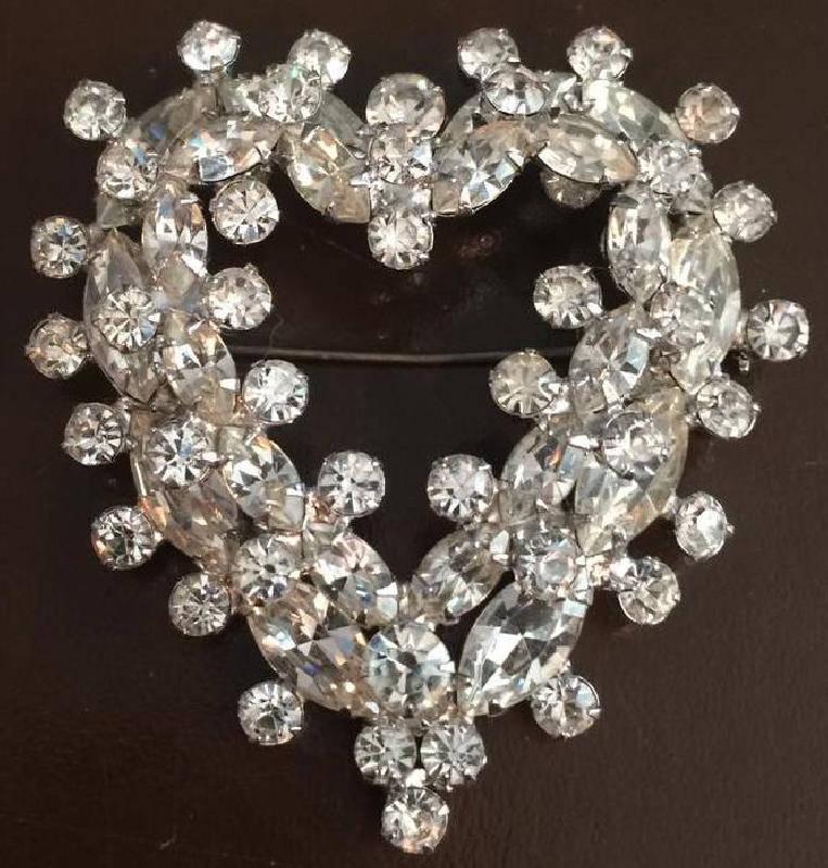 Front view of Clear Navettes Brooch