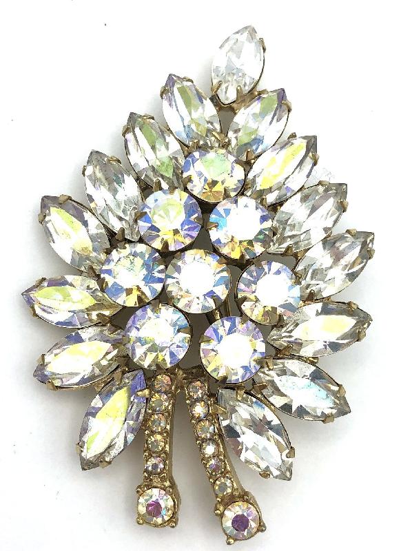 Front view of Clear Navettes Brooch