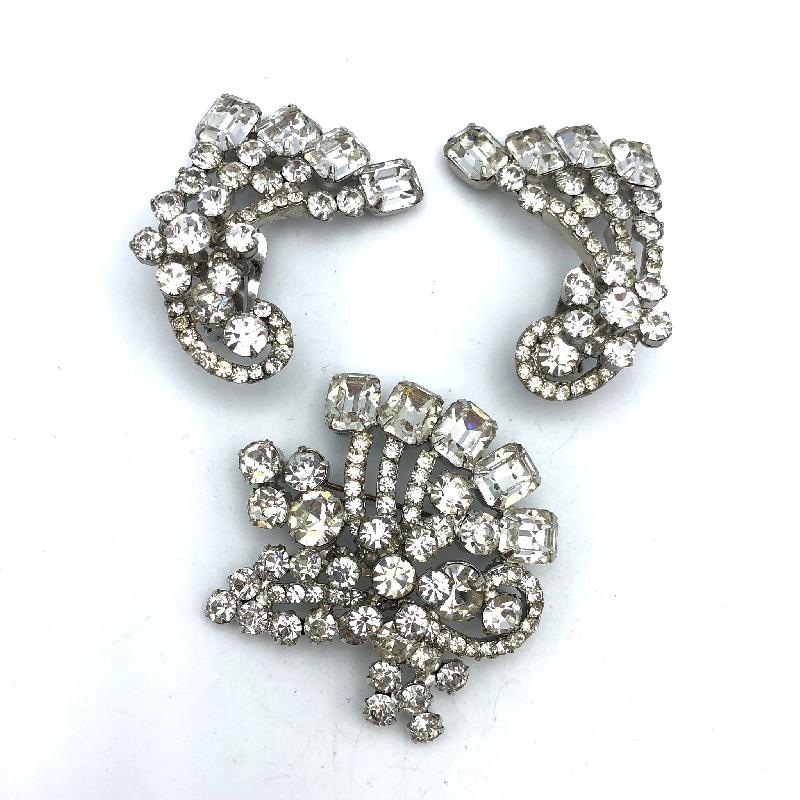 Front view of Clear Emerald Cut Earrings Clip