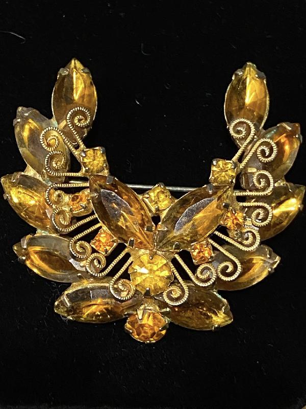 Front view of Topaz Navettes Brooch