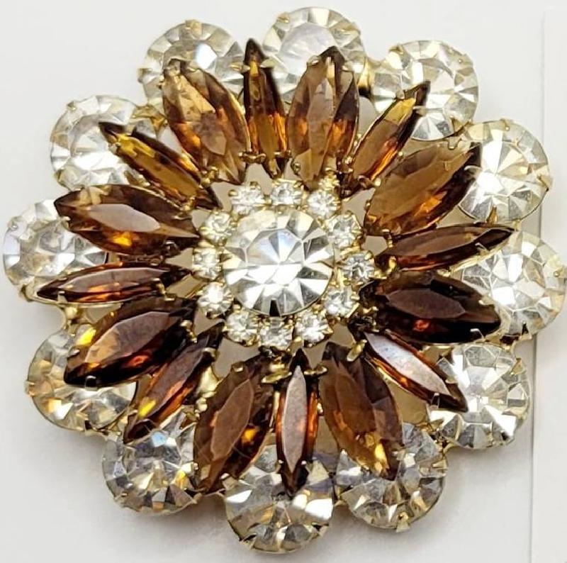 Front view of Topaz Navettes Brooch
