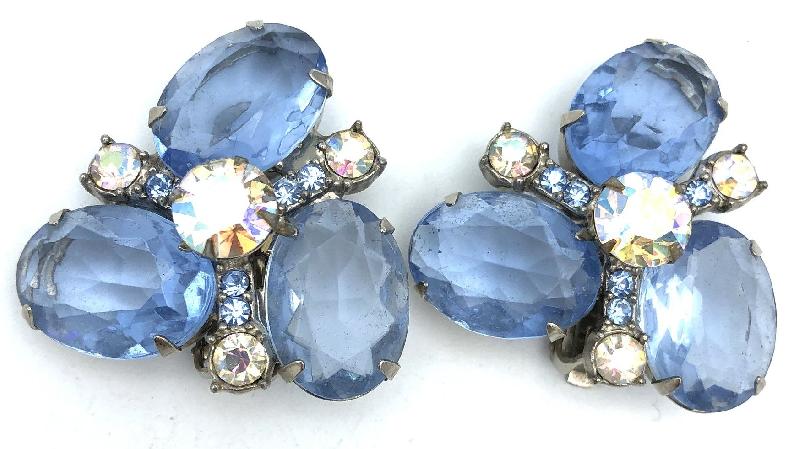 Front view of Blue Oval Earrings Clip