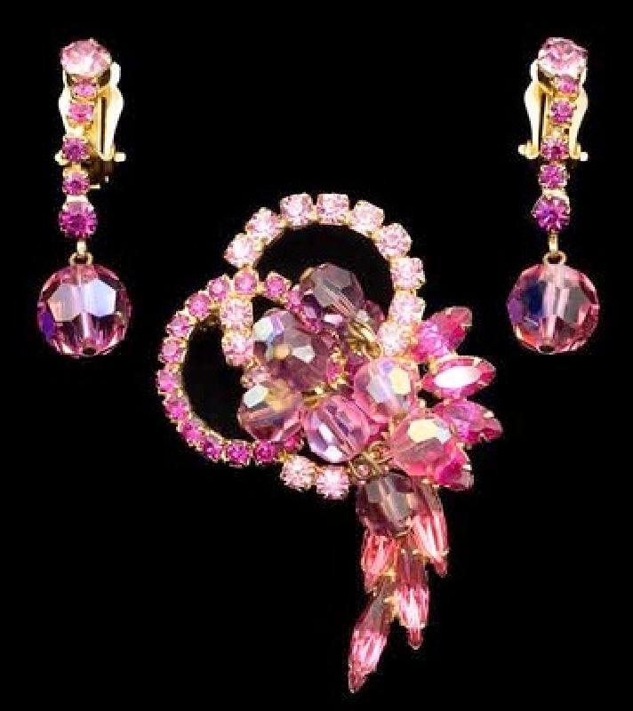 Front view of Pink Chatons Only Earrings Clip