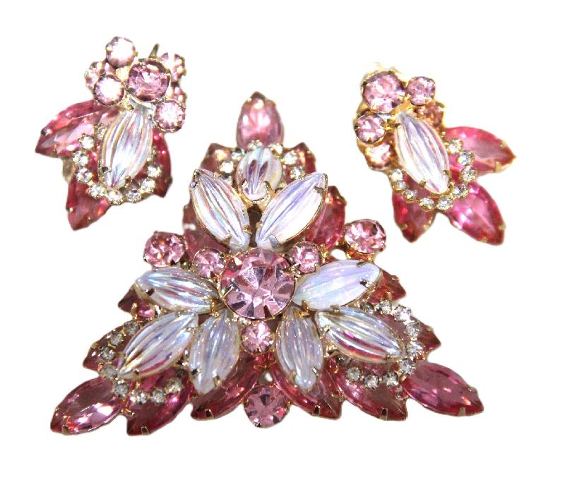 Front view of Pink Cabochons Molded/Cut Brooch