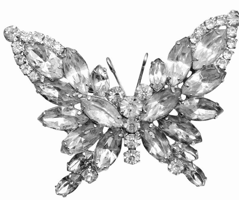 Front view of Clear Navettes Brooch