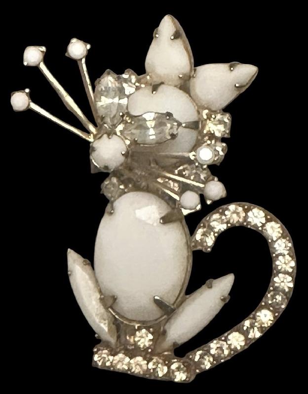Front view of White (chalk Or Milk) Pear Brooch