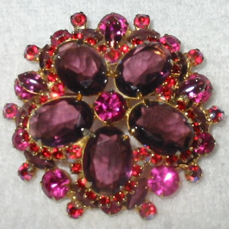 Front view of Purple (cardinal) Oval Brooch