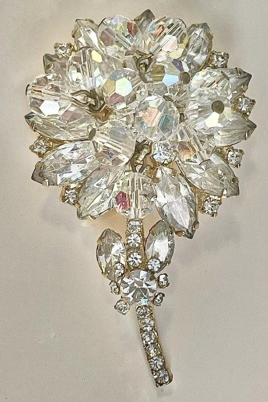 Front view of Clear Navettes Brooch