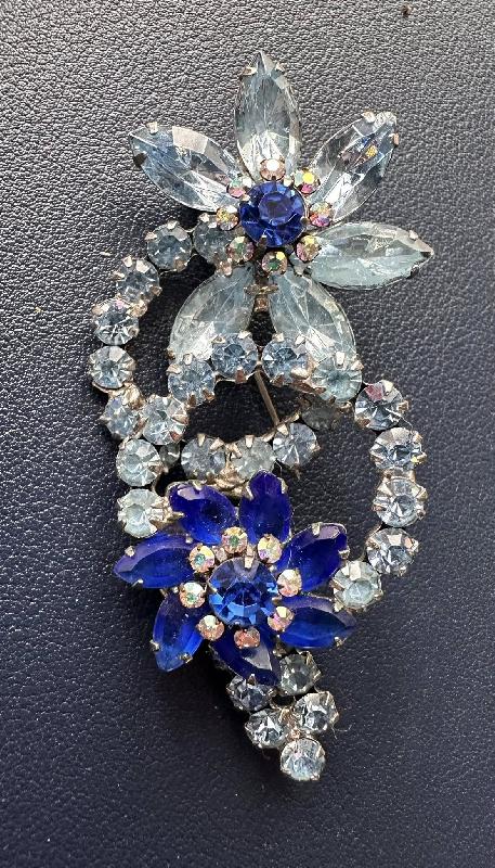 Front view of Blue Navettes Brooch