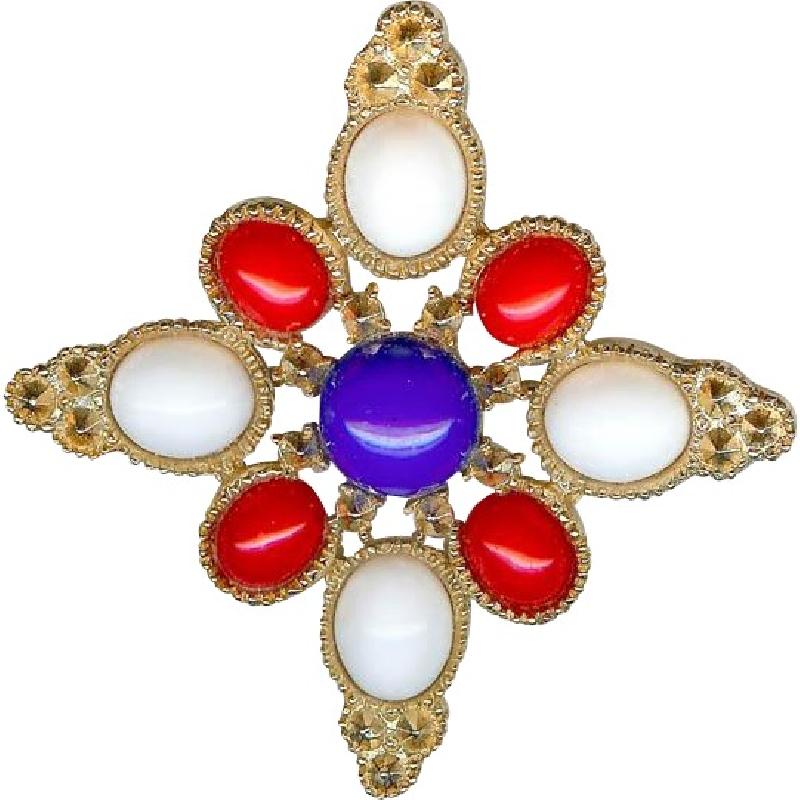 Front view of Patriotic Cabochons Brooch