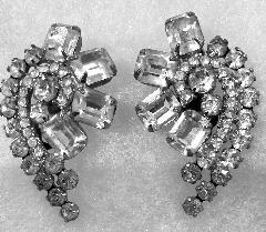 Clear Emerald Cut Earrings Clip