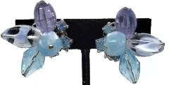 Blue Givre Earrings Clip